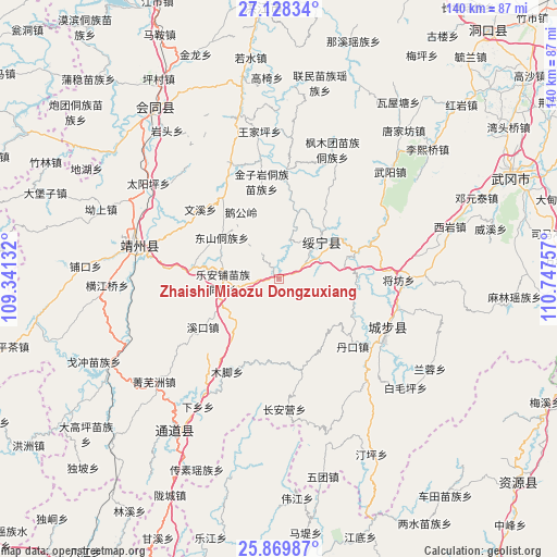 Zhaishi Miaozu Dongzuxiang on map