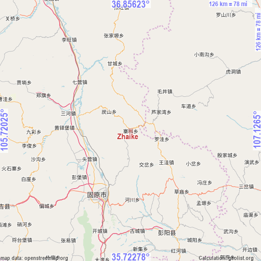 Zhaike on map