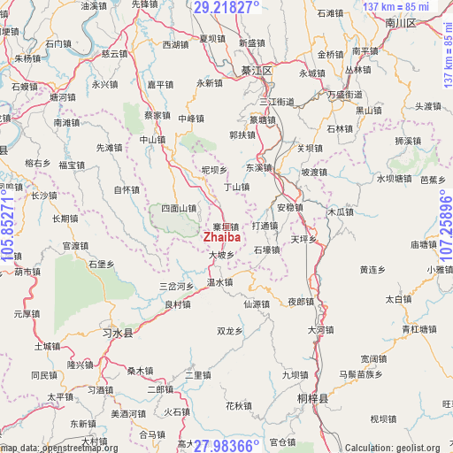 Zhaiba on map