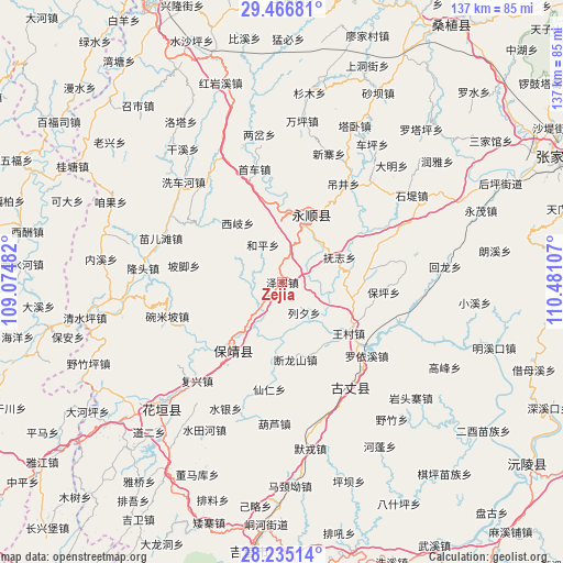 Zejia on map