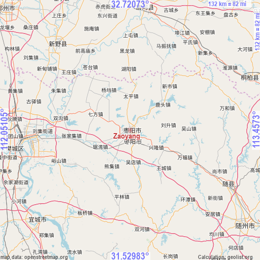 Zaoyang on map