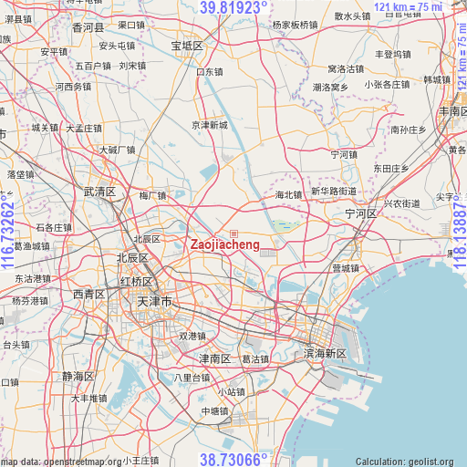 Zaojiacheng on map