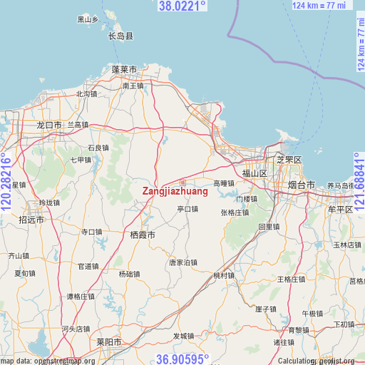 Zangjiazhuang on map