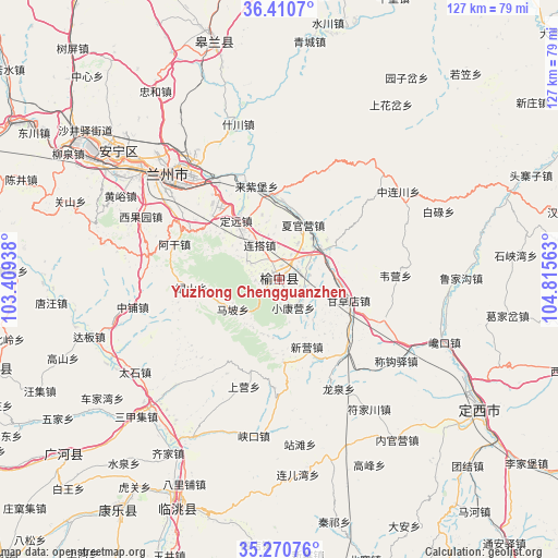 Yuzhong Chengguanzhen on map