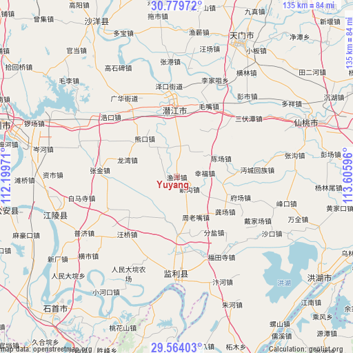 Yuyang on map