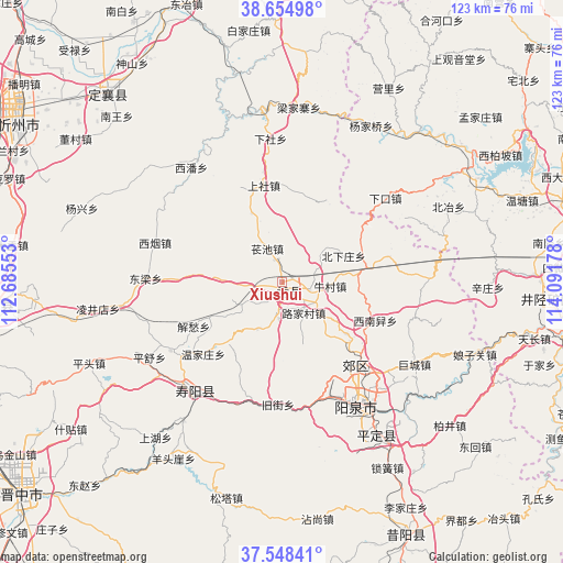 Xiushui on map