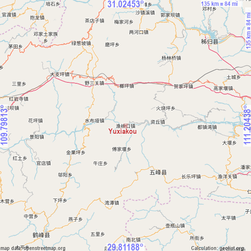 Yuxiakou on map