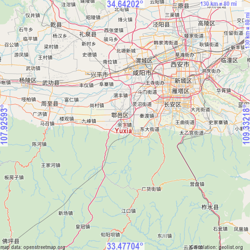Yuxia on map