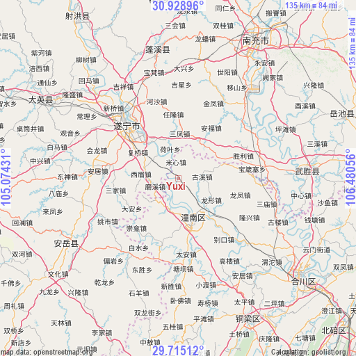 Yuxi on map