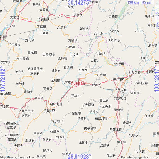 Yushan on map