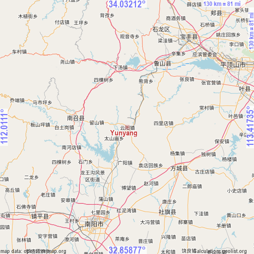 Yunyang on map