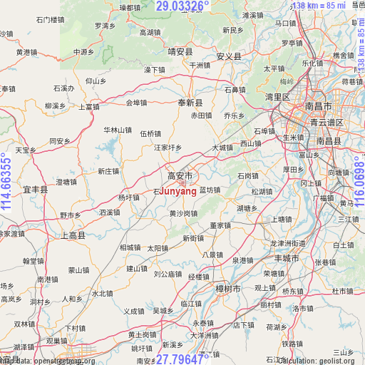 Junyang on map