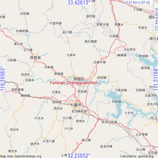 Yunxian Chengguanzhen on map