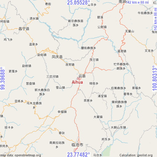 Aihua on map