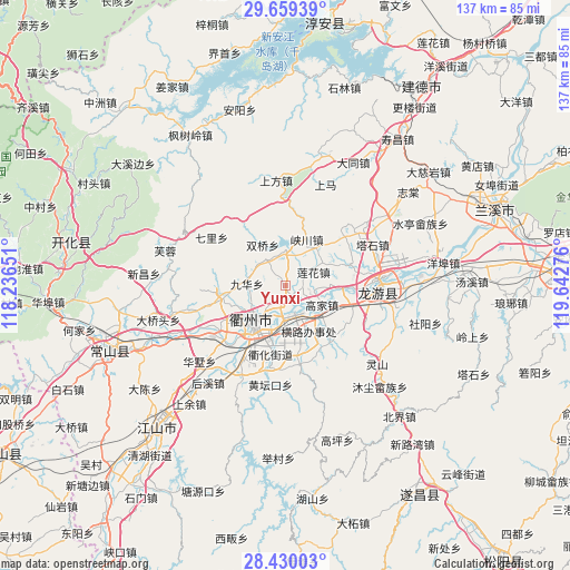 Yunxi on map