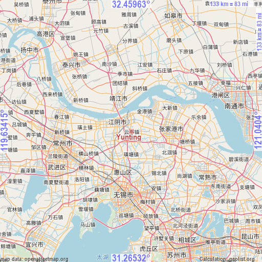 Yunting on map