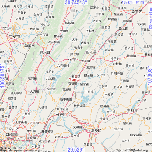 Yuntai on map