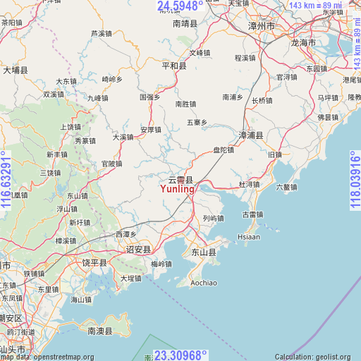 Yunling on map