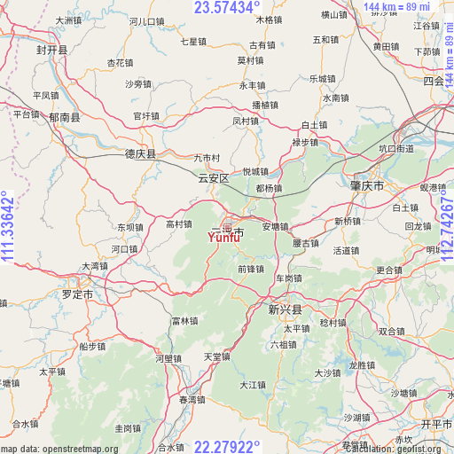 Yunfu on map