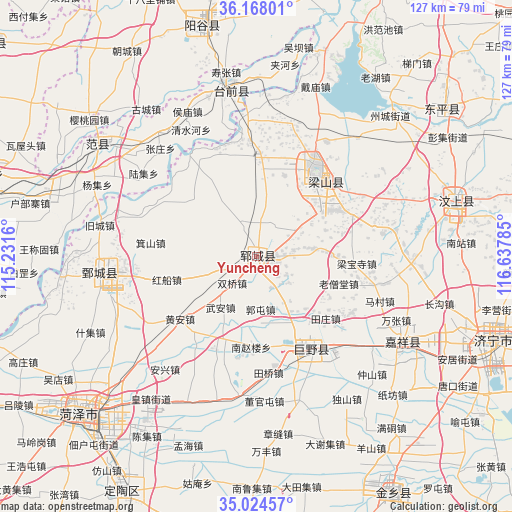 Yuncheng on map