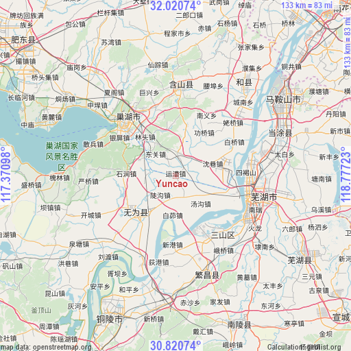 Yuncao on map