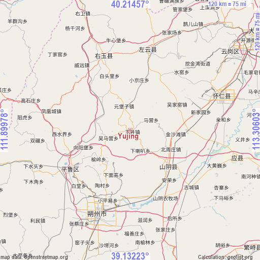 Yujing on map