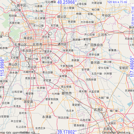 Yujiawu on map