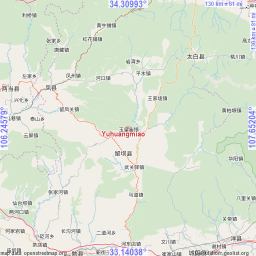 Yuhuangmiao on map