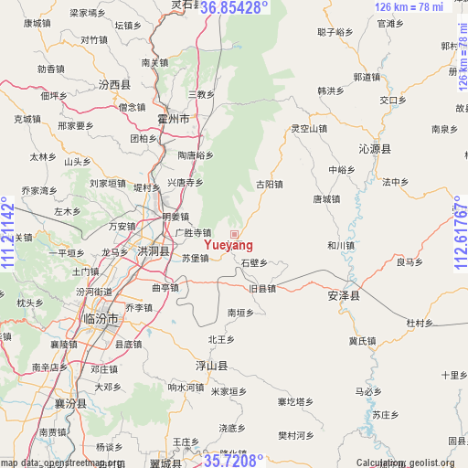 Yueyang on map