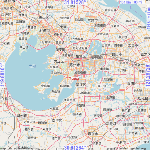 Yuexi on map