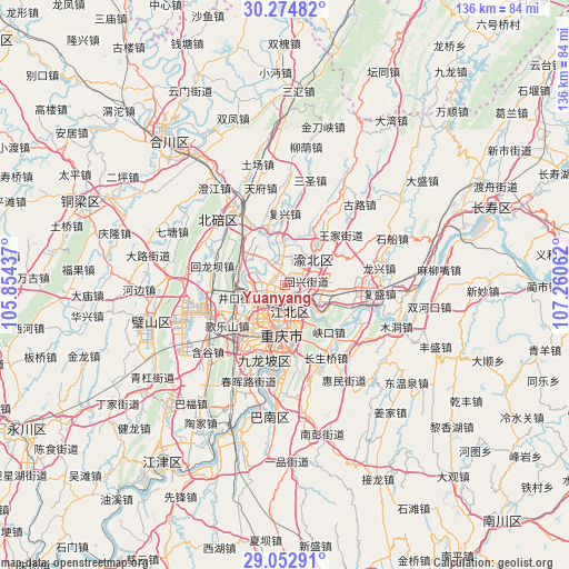 Yuanyang on map