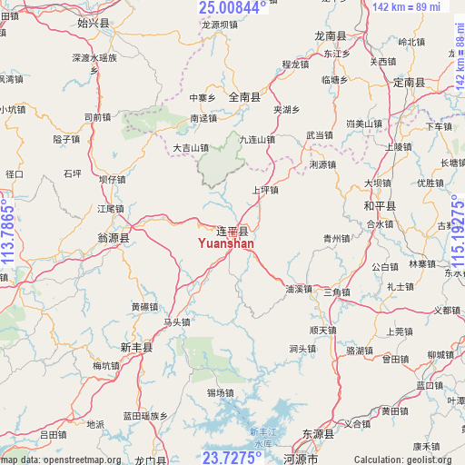 Yuanshan on map