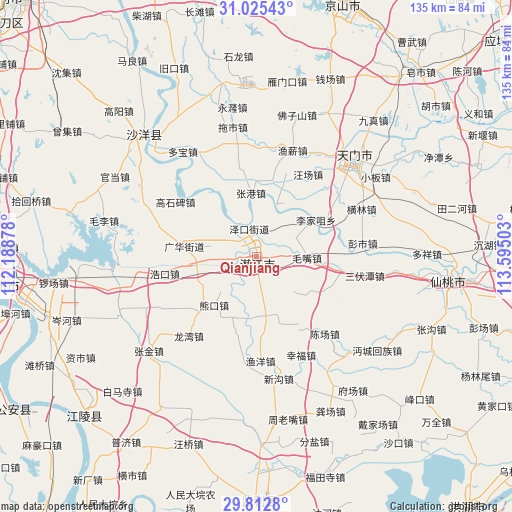 Qianjiang on map