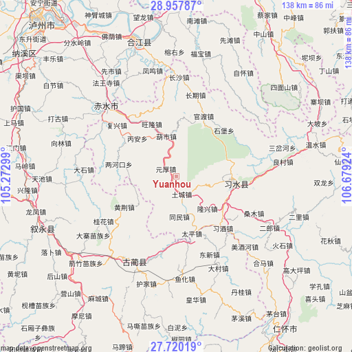 Yuanhou on map