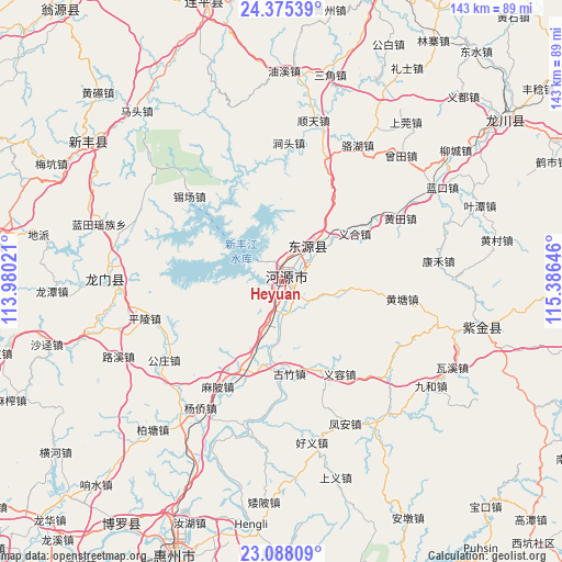 Heyuan on map