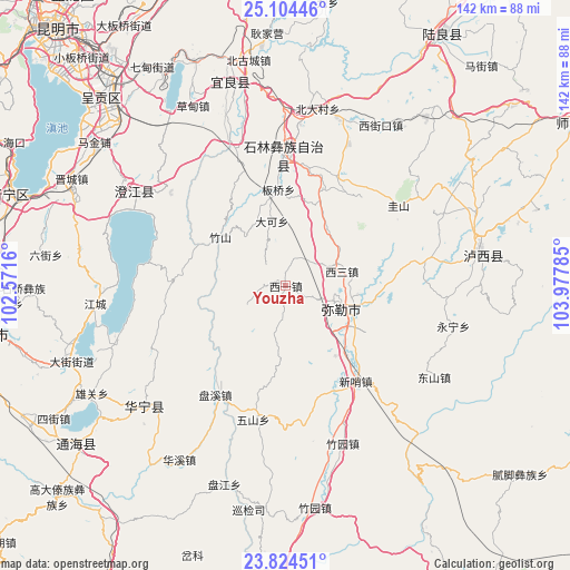 Youzha on map