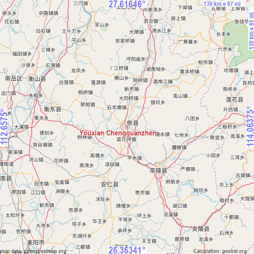 Youxian Chengguanzhen on map