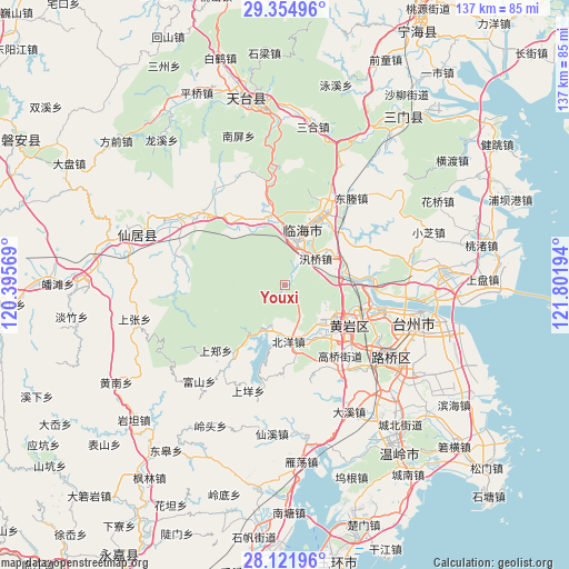 Youxi on map