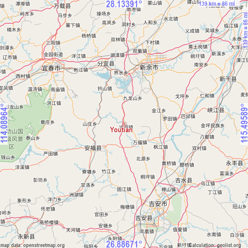 Youtian on map