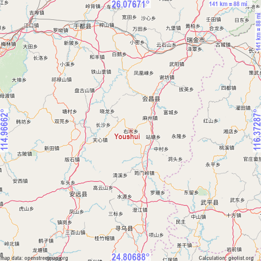 Youshui on map