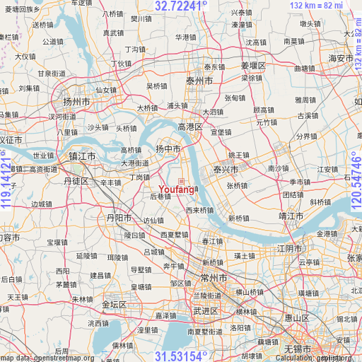 Youfang on map