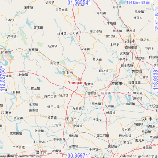 Yongxing on map