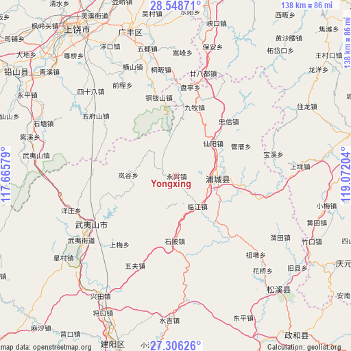 Yongxing on map