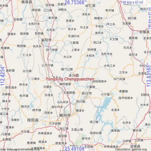 Yongxing Chengguanzhen on map