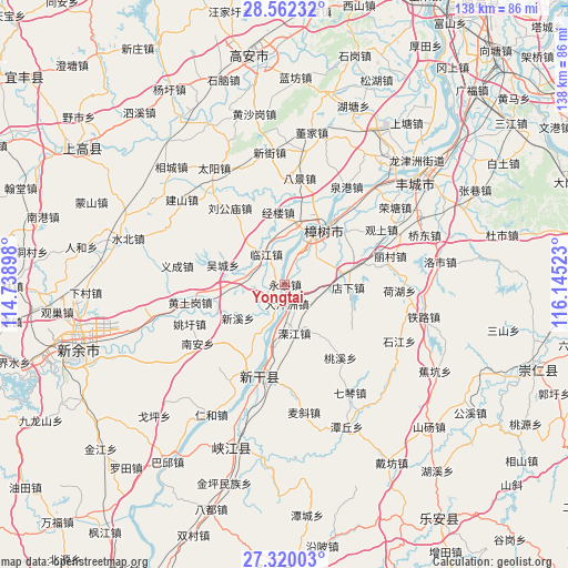 Yongtai on map