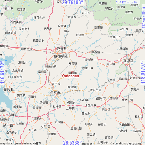 Yongshan on map