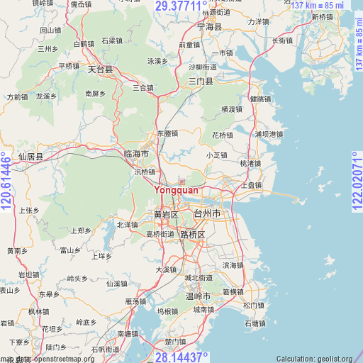 Yongquan on map