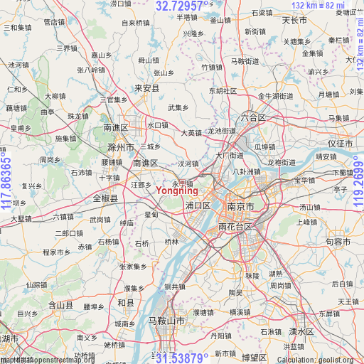 Yongning on map