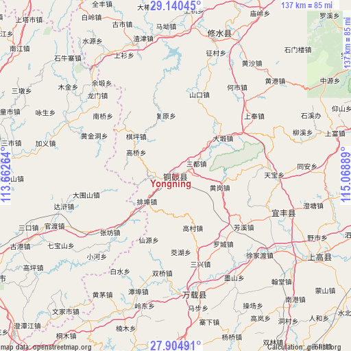 Yongning on map