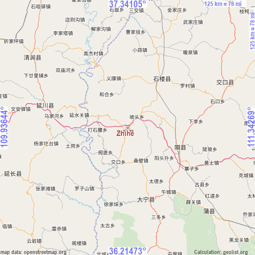 Zhihe on map